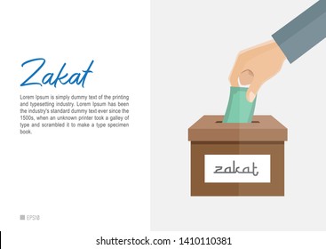 Ramadan and Eid Mubarak, Zakat  Conceptual Design. Zakat al-Fitr are charity taken for the poor few days before the end fasting in the Islamic holy month of Ramadan