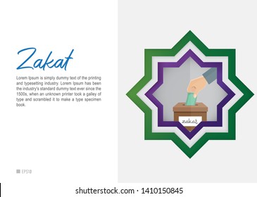 Ramadan and Eid Mubarak, Zakat  Conceptual Design. Zakat al-Fitr are charity taken for the poor few days before the end fasting in the Islamic holy month of Ramadan