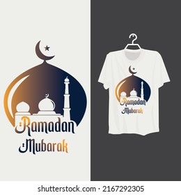 Ramadan oder Eid Special T-Shirt Design mit Moschee Vector