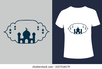 Ramadan or Eid t shirt design with mosque shape vector