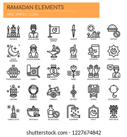 Ramadan Elements , Thin Line and Pixel Perfect Icons