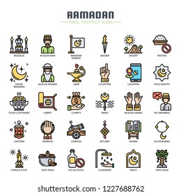 Ramadan Elements , Thin Line and Pixel Perfect Icons