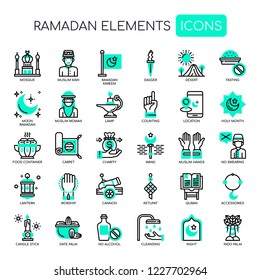 Ramadan Elements , Thin Line and Pixel Perfect Icons