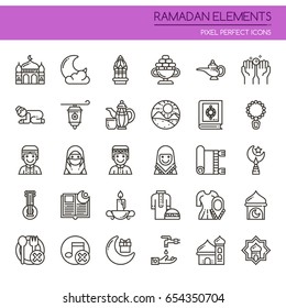 Ramadan Elements , Thin Line and Pixel Perfect Icons
