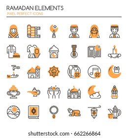 Ramadan Elements , Thin Line and Pixel Perfect Icons