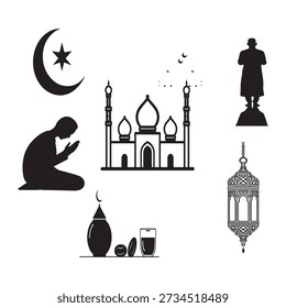 Ramadan elements vector, art, icons. Ramadan kareem design elements.