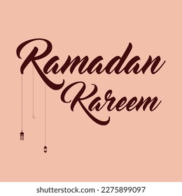 Ramadan English Text Typografie und Kalligrafie in Vector. Das Thema, Grußkarte, 
Vorlage, Großzügiger Ramadan, Halbmond, 
Fröhlich Ramadan, Ramadan Mubarak, Farbverlauf, Stern.