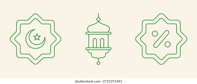Ramadan Essentials Modern Minimalist Editable Stroke Line Icon Set