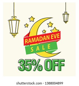 Ramadan Eve Sale Poster With Latern, Moon, and stars