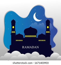 Ramadan-Veranstaltung mit Moschee-Illustration. - Vektorillustration.