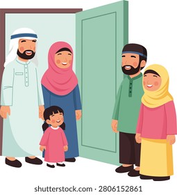 Ramadan Family Greeting Through Open Doorway