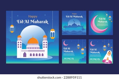 ramadan feed icon set. Ramadan-Illustration mit dem Konzept der Moschee, Laterne, Mond und Sterne für die Geschichte der sozialen Medien Ramadan Kareem dunkelblauer Hintergrund.