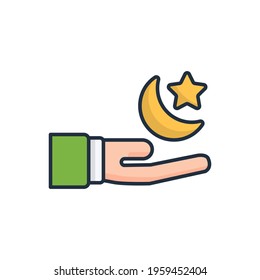 Ramadan filled pray icon vector illustration design, this vector is suitable for icons, logos, illustrations, stickers, books, covers, etc.