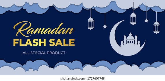 Ramadan flash sale banner design template. promotion sale banner. editable ramadan sale design template for social media or printing.