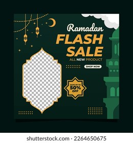 Ramadan flash sale social media post template banners square