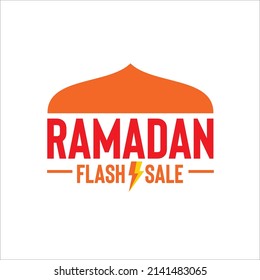 Ramadan flash sale vector illustration with mosque dome and bolt perfect to decorate your website as marketing campaign to attract people especially Moslem to visit