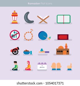 Ramadan flat geometric simple icons set  