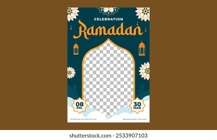 Panfleto do Ramadã. Design de ilustração Vetor de Desenho Animado para Pôster, Banner, Panfleto, Saudação, Cartão, Post, Capa, Convite