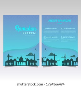 Ramadan Flyer Design With Mosque In Blue Gradation Background