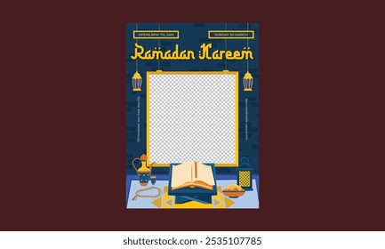 Volante de Ramadán. Diseño de Ilustración vectorial para cartel, Anuncio, volante, saludo, tarjeta, correo, cubierta.