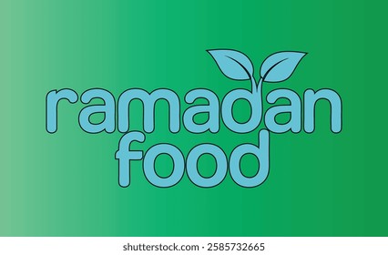 Ramadan food logo design with green leaf vector