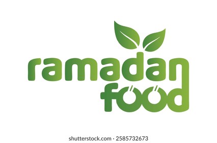 Ramadan food logo design with green leaf vector