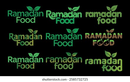 Ramadan food logo design with green leaf vector