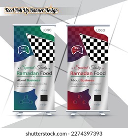 Ramadan Food roll Up Banner Design Template