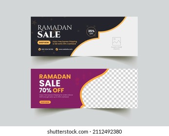 Ramadan food sale social media banner template with creative business marketing layout design