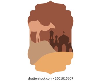 Ramadan Frame Camel Background Illustration