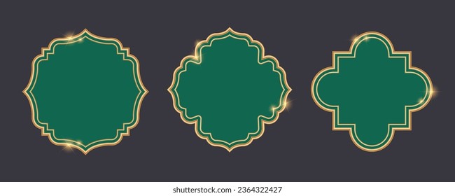 Ramadan frame with pattern border with ornament. Islamic golden banner. Luxury design elements. Vector decoration shape for header and invitation