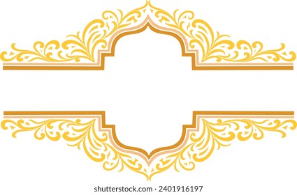 Ramadan frame shape with copy space. Islamic vector shapes of a window or door arch. Ramadan Kareem border Greeting template. Islamic arabesque pattern. Arab frame.