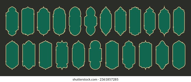 Ramadan frame shapes. Golden border with pattern for banner. Islamic luxury design elements for decoratio Vintage vector templates.