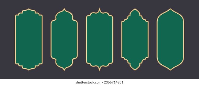 Ramadan frame shapes. Golden border with pattern for banner. Islamic luxury design elements for decoratio Vintage vector templates.