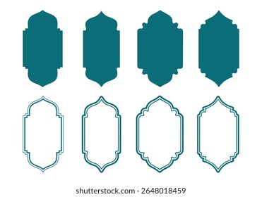 Ramadan frame shapes. Golden border with pattern for banner. Islamic luxury design elements for decoratio Vintage vector templates