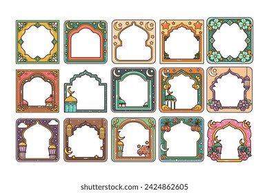 Ramadan frame vector illustration set
