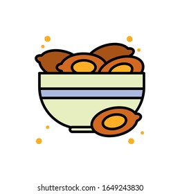 Ramadan fruits inside bowl line and fill style icon design, Islamic muslim religion culture belief religious faith god spiritual meditation and traditional theme Vector illustration