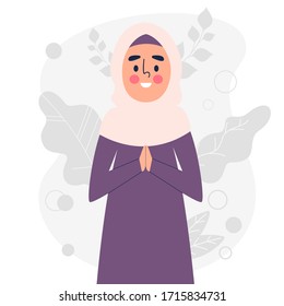 Ramadan with girl character vector illustration