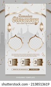 Ramadan giveaway poster template with arabic ornamental