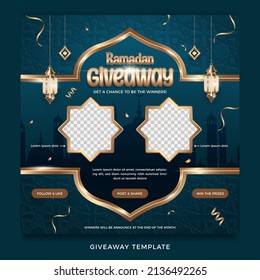Ramadan giveaway social media square banner template