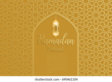 ramadan gold backgrounds vector,Ramadan Mubarak with arabic pattern background
