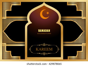 Ramadan gold frame design.ramadan graphic background