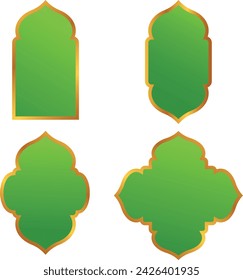 Ramadan gold frame with a green base color, suitable for designs during the month of Ramadan