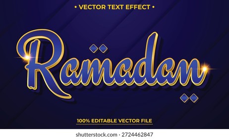 Efecto de estilo de texto de oro de Ramadán con estilo islámico elegante