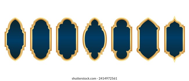 Ramadan goldener Rahmen. Islamische Fensterform. Arabischer Vektorbogen. Moslemische Vintage Grenze für Design. indische Dekoration im orientalischen Stil