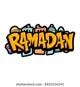 Ramadan graffiti lettering typography art illustration