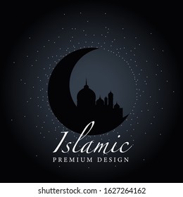 Ramadan Graphic Element with black Moon 