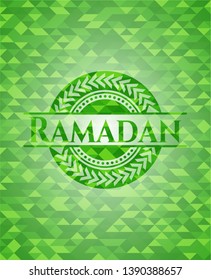 Ramadan green emblem. Mosaic background. Vector Illustration. Detailed.