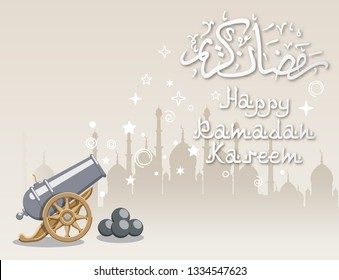 Ramadan greeting background with abstract cannon and mosque, EPS 10 contains transparency.