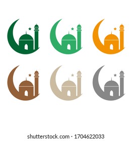 Ramadan greeting card with arabic calligraphy Ramadan Kareem. Islamic background half a month with mosques